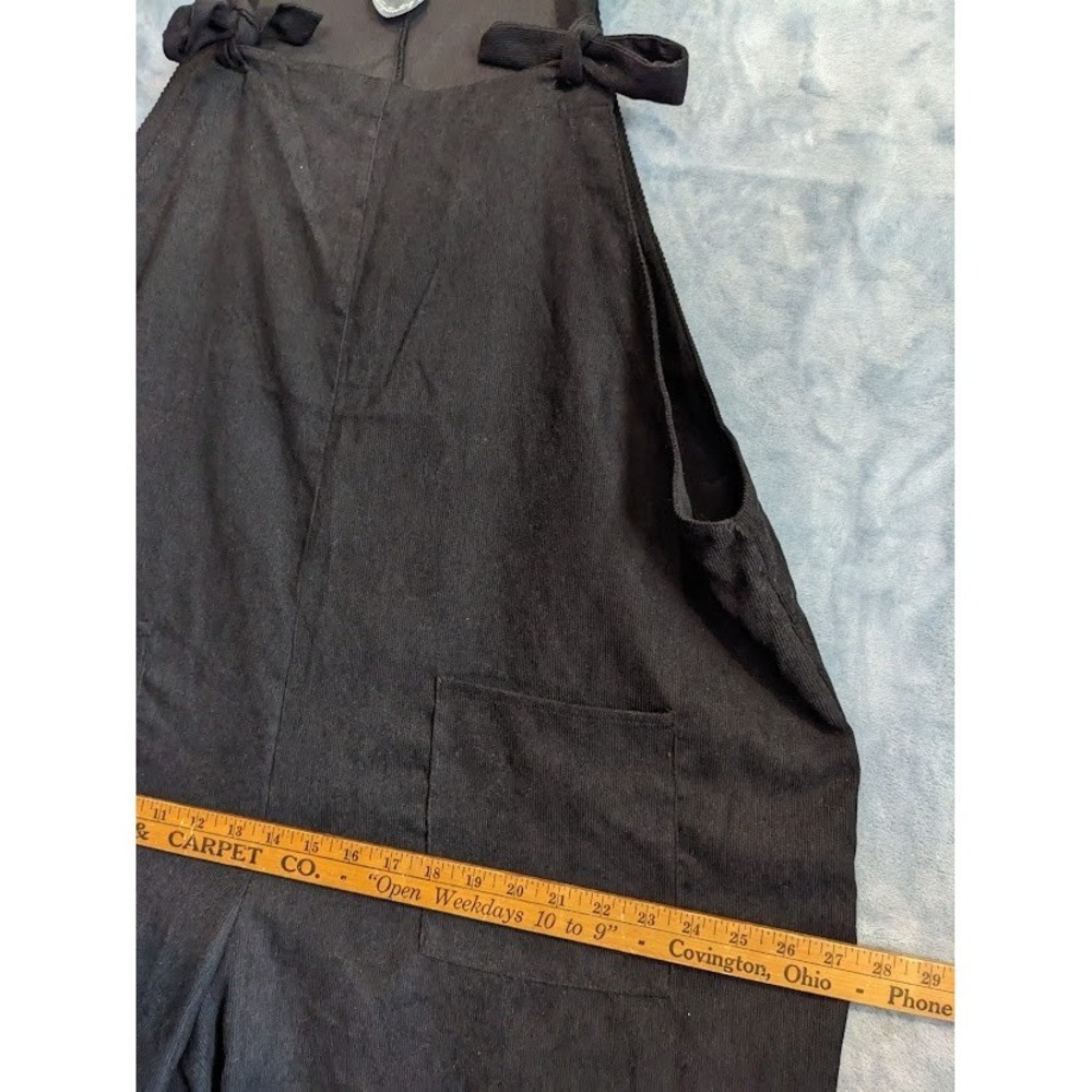 Arula Women Corduroy Overalls Size B Black Wide Leg Romper Jumpsuit Artsy Boho - Picture 10 of 13